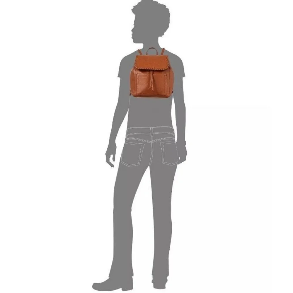 STYLE & CO Whip-Stitch faux-leather soft medium women's backpack - Tortoise/Tan